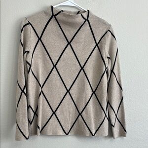 LOVE SCARLETT Long Sleeve Sweater Women Blk & Biege Size Small